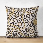 - Suet-K-3190 - Realhomes  Çift Taraflı Zebra Desenli Altın Detaylı Modern Süet Yastık Kırlent Kılıfı Realhomes