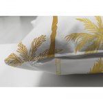 - Suet-K-3197-2 - Realhomes  Çift Taraflı Altın Renkte Palmiyeler Özel Tasarımlı Süet Yastık Kırlent Kılıfı Realhomes