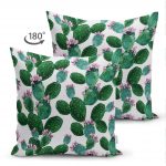 - Suet-K-3198-1 - Realhomes  Çift Taraflı Kaktüs Desenli Watercolor Renkli Modern Süet Yastık Kırlent Kılıfı Realhomes