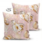 - Suet-K-3199-1 - Realhomes  Çift Taraflı Pembe Zeminde Deniz Kabukları Modern Süet Yastık Kırlent Kılıfı Realhomes
