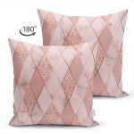 - Suet-K-3212-1 - Realhomes  Çift Taraflı Pudra Renkli Üçgen Zeminli Modern Süet Yastık Kırlent Kılıfı Realhomes