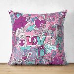 - Suet-K-3214 - Realhomes  Çift Taraflı Love You Özel Tasarımlı Çocuk Odası Süet Yastık Kırlent Kılıfı Realhomes