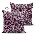 - Suet-K-3217-1 - Realhomes Çift Taraflı Pembe Renkli Leopar Desenli Modern Süet Yastık Kırlent Kılıfı Realhomes