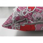 - Suet-K-3219-2 - Realhomes Çift Taraflı Pembe Zeminli Love You Temalı Modern Süet Yastık Kırlent Kılıfı Realhomes