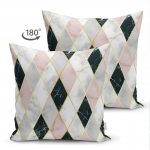 - Suet-K-3225-1 - Realhomes  Çift Taraflı Mermer Zeminli Baklava Desenli Özel Tasarım Süet Yastık Kırlent Kılıfı Realhomes