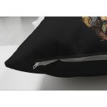 - Suet-K-3228-2 - Realhomes  Çift Taraflı Siyah Zeminde Cool Ananas Desenli Modern Süet Yastık Kırlent Kılıfı Realhomes