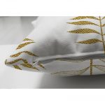 Çift Taraflı Altın Detaylı 3D Yaprak Desenli Modern Süet Yastık Kırlent Kılıfı Realhomes