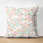 - Suet-K-3231 - Realhomes  Çift Taraflı Geometrik Desenli 3D Özel Tasarımlı Modern Süet Yastık Kırlent Kılıfı Realhomes