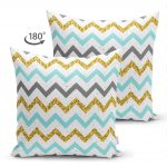 - Suet-K-3235-1 - Realhomes  Çift Taraflı Mavi Gri Gold Zigzag Desenli Özel Tasarımlı Süet Yastık Kırlent Kılıfı Realhomes