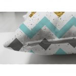 - Suet-K-3235-2 - Realhomes  Çift Taraflı Mavi Gri Gold Zigzag Desenli Özel Tasarımlı Süet Yastık Kırlent Kılıfı Realhomes