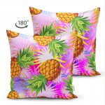 - Suet-K-3236-1 - Realhomes  Çift Taraflı Pembe Zeminde Ananaslar Özel Tasarımlı Modern Süet Yastık Kırlent Kılıfı Realhomes