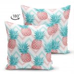 - Suet-K-3242-1 - Realhomes  Çift Taraflı Renkli Zeminli Ananaslar Özel Tasarım Süet Yastık Kırlent Kılıfı Realhomes