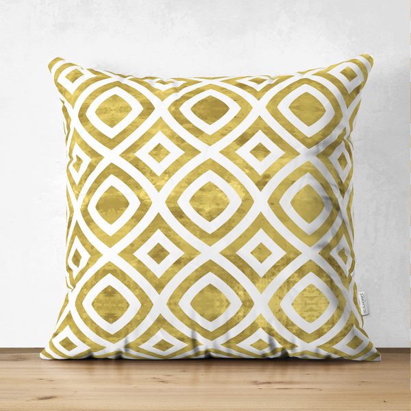 - Suet-K-3243 - Realhomes  Çift Taraflı Sarı Zeminli Ananas Detaylı Modern Süet Yastık Kırlent Kılıfı Realhomes