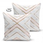 - Suet-K-3245-1 - Realhomes  Çift Taraflı Mermer Zeminli Geometrik Detaylı Modern Süet Yastık Kırlent Kılıfı Realhomes