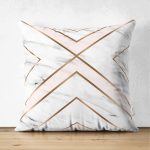 - Suet-K-3245 - Realhomes  Çift Taraflı Mermer Zeminli Geometrik Detaylı Modern Süet Yastık Kırlent Kılıfı Realhomes