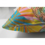 - Suet-K-3246-2 - Realhomes  Çift Taraflı Renkli Yaprak Zeminli Ananas Detaylı Modern Süet Yastık Kırlent Kılıfı Realhomes