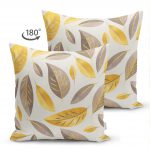 - Suet-K-3249-1 - Realhomes  Çift Taraflı Renkli Sonbahar Yaprakları Özel Tasarımlı Modern Süet Yastık Kırlent Kılıfı Realhomes
