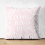 Çift Taraflı Home Sweet Home Dijital Baskılı Dekoratif Süet Yastık Kırlent Kılıfı Realhomes
