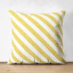 - Suet-K-3255 - Realhomes  Modern Altın Çizgiler Çift Taraflı Özel Tasarımlı Süet Yastık Kırlent Kılıfı Realhomes