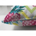 - Suet-K-3261-2 - Realhomes  Renkli Zigzag Desenli Ananaslar Modern Tasarımlı Çift Taraflı Süet Yastık Kırlent Kılıfı Realhomes