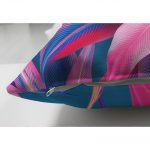 - Suet-K-3262-2 - Realhomes  Mavi Zeminli Yapraklar Çift Taraflı Özel Tasarımlı Süet Yastık Kırlent Kılıfı Realhomes