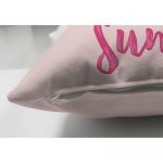 - Suet-K-3263-2 - Realhomes Pembe Zeminli Summer Ananas Desenli Çift Taraflı Süet Yastık Kırlent Kılıfı Realhomes