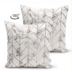 - Suet-K-3264-1 - Realhomes Mermer Zeminli Geometrik Desenli Modern Çift Taraflı Süet Yastık Kırlent Kılıfı Realhomes