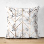 - Suet-K-3264 - Realhomes Mermer Zeminli Geometrik Desenli Modern Çift Taraflı Süet Yastık Kırlent Kılıfı Realhomes