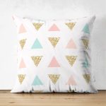 - Suet-K-3269 - Realhomes Üçgen Geometrik Şekiller Çift Taraflı Özel Tasarımlı Süet Yastık Kırlent Kılıfı Realhomes