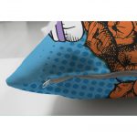 - Suet-K-3272-2 - Realhomes  Mavi Zeminli Tropikal Ananas Tasarımlı Çift Taraflı Süet Yastık Kırlent Kılıfı Realhomes