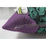 - Suet-K-3274-2 - Realhomes Mor Zeminde Tropikal Ananas Desenli Çift Taraflı Dijital Baskılı Süet Kırlent Kılıfı Realhomes