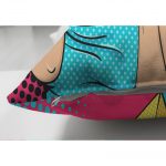 - Suet-K-3278-2 - Realhomes  Pempe Pop Art Wow Tasarımlı Çift Taraflı Dekoratif Süet Yastık Kırlent Kılıfı Realhomes