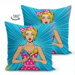 - Suet-K-3284-1 - Realhomes Mavi Zemini Popart Girl Desenli Çift Taraflı Dekoratif Süet Yastık Kırlent Kılıfı Realhomes