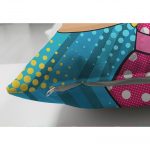 - Suet-K-3284-2 - Realhomes Mavi Zemini Popart Girl Desenli Çift Taraflı Dekoratif Süet Yastık Kırlent Kılıfı Realhomes