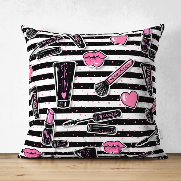 - Suet-K-3286 - Realhomes  Mavi Zeminli Tropikal Ananas Tasarımlı Çift Taraflı Süet Yastık Kırlent Kılıfı Realhomes