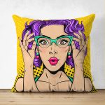 - Suet-K-3290 - Realhomes Sarı Puanlı Popart Desenli Çift Taraflı Dekoratif Süet Yastık Kırlent Kılıfı Realhomes