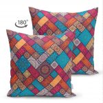 Geometrik Etnik Desenli Çift Taraflı Özel Tasarım Süet Yastık Kırlent Kılıfı Realhomes