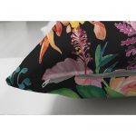 - Suet-K-3312-2 - Realhomes  Watercolor Çiçek ve Kuş Motifli Çift Taraflı Özel Tasarım Süet Yastık Kırlent Kılıfı Realhomes