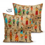 Realhomes Çift Taraflı Afrika Etnik Desenli Dijital Baskılı Modern Süet Yastık Kırlent Kılıfı Realhomes