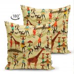 Realhomes Çift Taraflı Etnik Afrikan Desenli Özel Tasarım Süet Yastık Kırlent Kılıfı Realhomes