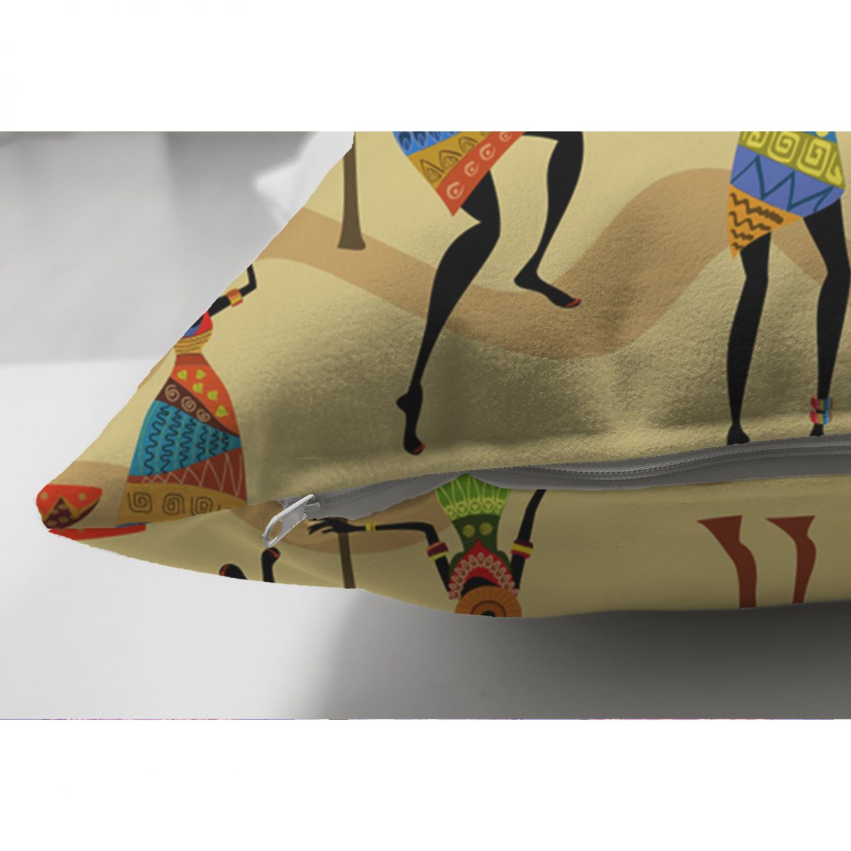 Realhomes Çift Taraflı Etnik Afrikan Desenli Özel Tasarım Süet Yastık Kırlent Kılıfı Realhomes