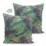 Çift Taraflı Çuval Zeminde Renkli Yapraklar Desenli Dekoratif Süet Yastık Kırlent Kılıfı Realhomes