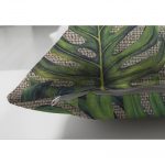 - Suet-K-3329-2 - Realhomes  Çift Taraflı Çuval Zeminli Palmiye Yaprakları Özel Tasarım Süet Yastık Kırlent Kılıfı Realhomes