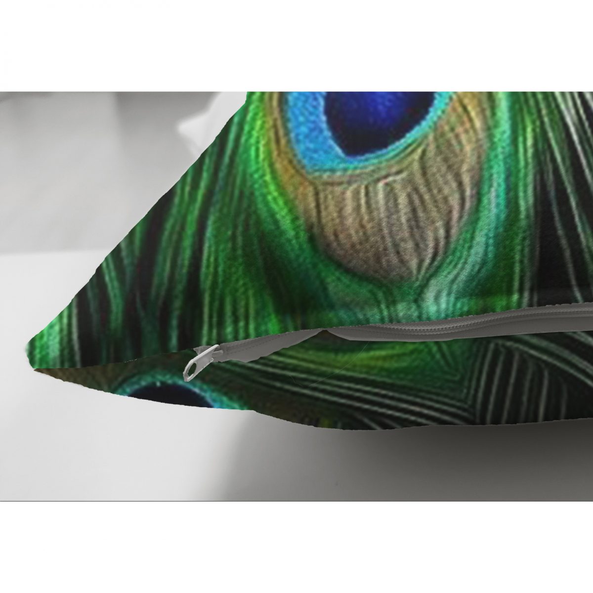 Çift Taraflı Koyu Zeminde Renkli Tüyler Özel Tasarımlı Dekoratif Süet Yastık Kırlent Kılıfı Realhomes