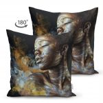 - Suet-K-3338-1 - Realhomes Çift Taraflı African Woman Etnik Desenli Dijital Baskılı Süet Yastık Kırlent Kılıfı Realhomes