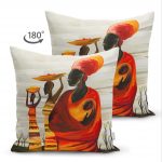 - Suet-K-3341-1 - Realhomes  Çift Taraflı Afrikan Yağlı Boya Çizimli 3D Dekoratif Süet Yastık Kırlent Kılıfı Realhomes