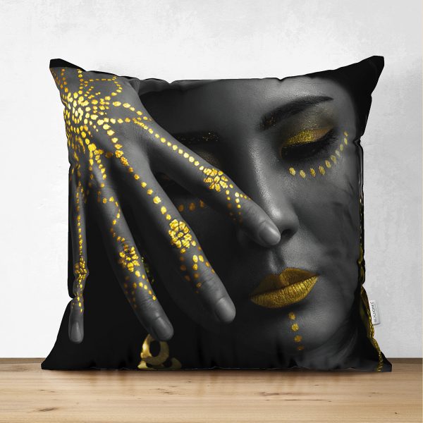 - Suet-K-3345 - Realhomes  Çift Taraflı Zerafet Turuncu Zeminli Özel Tasarım Dekoratif Süet Yastık Kırlent Kılıfı Realhomes