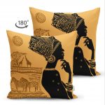- Suet-K-3347-1 - Realhomes  Çift Taraflı African Etnik Tasarım Dijital Baskılı Dekoratif Süet Yastık Kırlent Kılıfı Realhomes