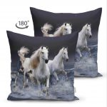 Çift Taraflı At Resimli Dijital Baskılı Dekoratif Süet Yastık Kırlent Kılıfı Realhomes