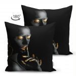 Çift Taraflı Siyahı Kadın Motifli Özel Tasarım Süet Yastık Kırlent Kılıfı Realhomes